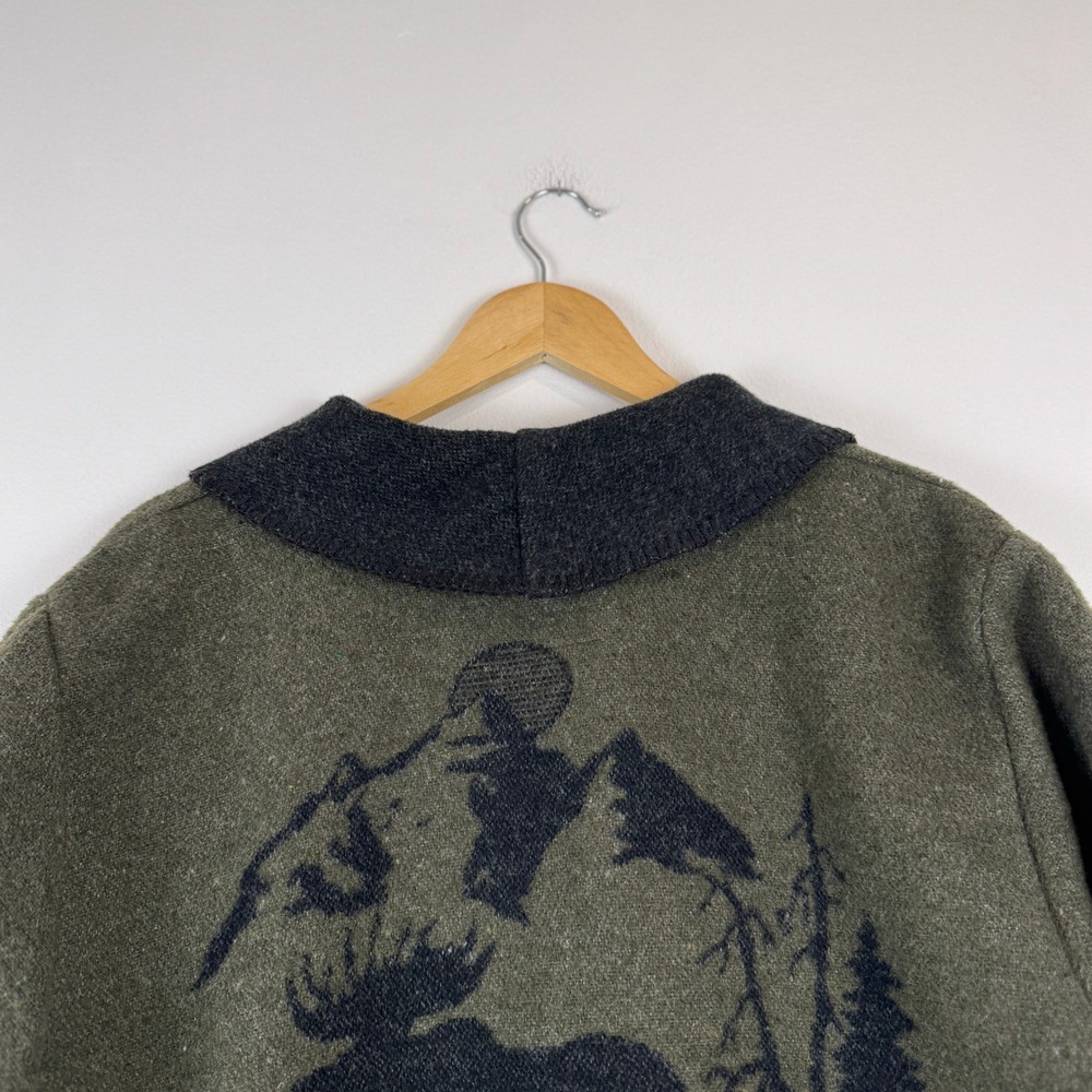 VTG! Wooded River Clothing Company L Wool Blend Western Moose Print Jacket USA - Picture 15 of 16